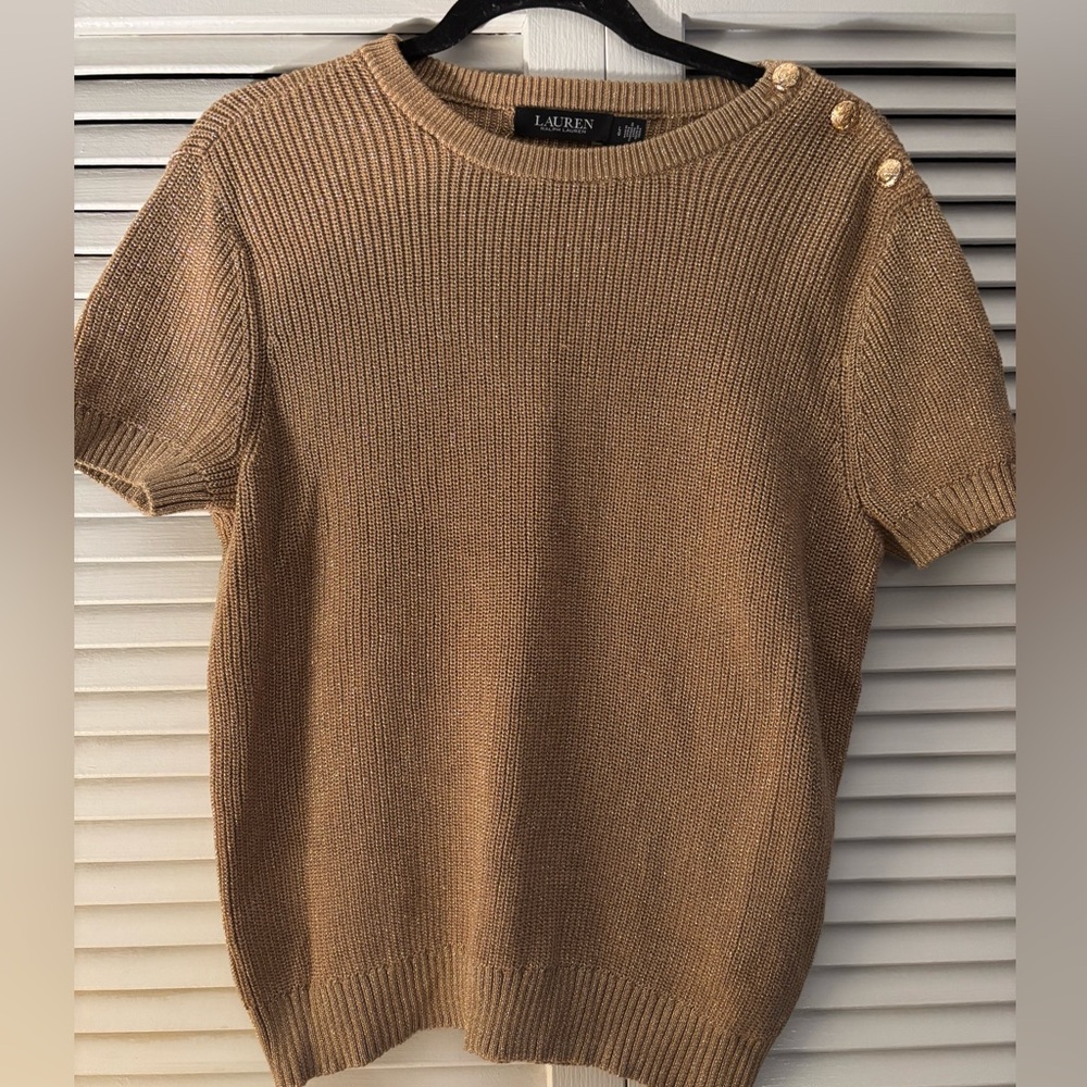 Ralph Lauren Tan Short Sleeve Sweater